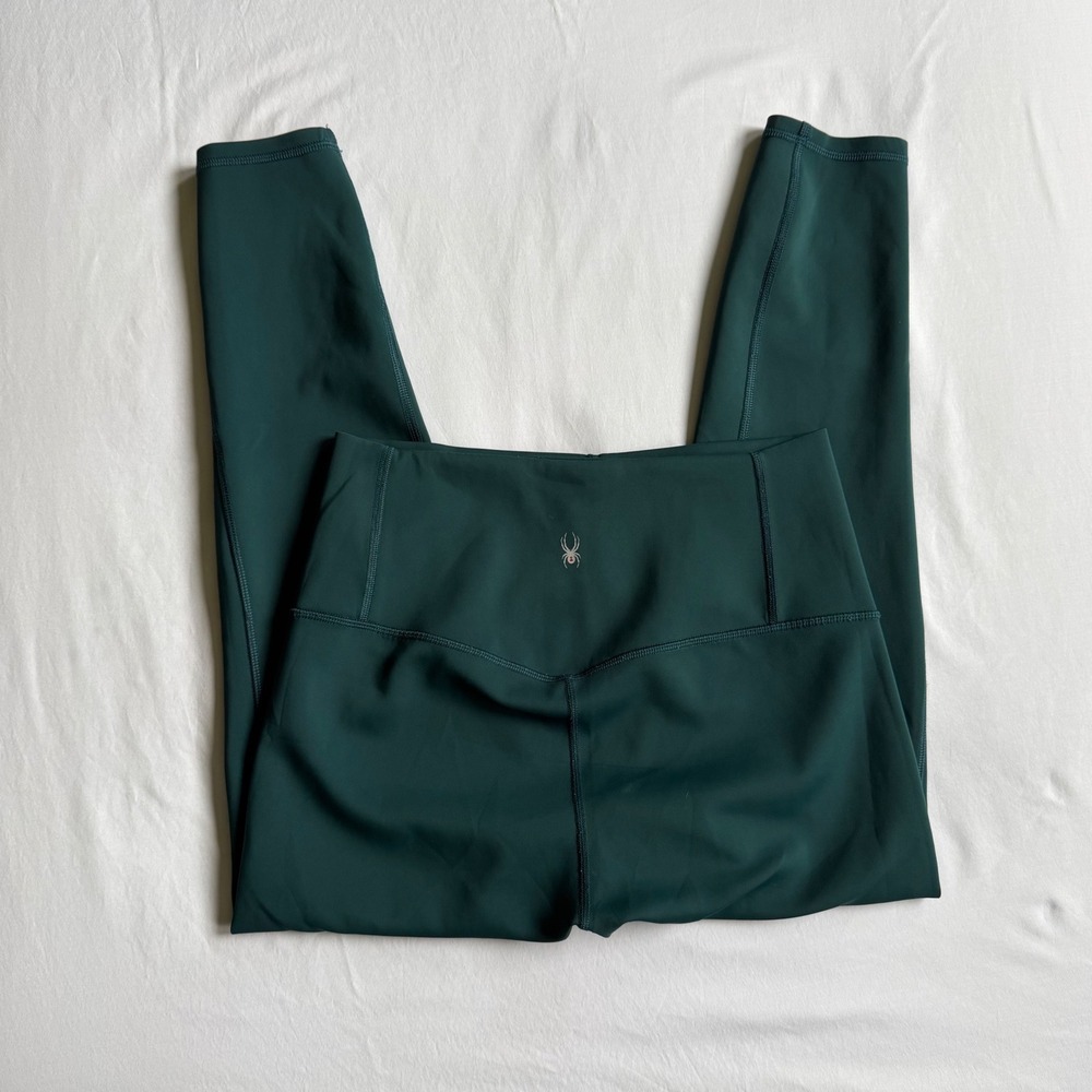 Spyder Active High Waisted Pocket Leggings Forest Green Size Large EUC